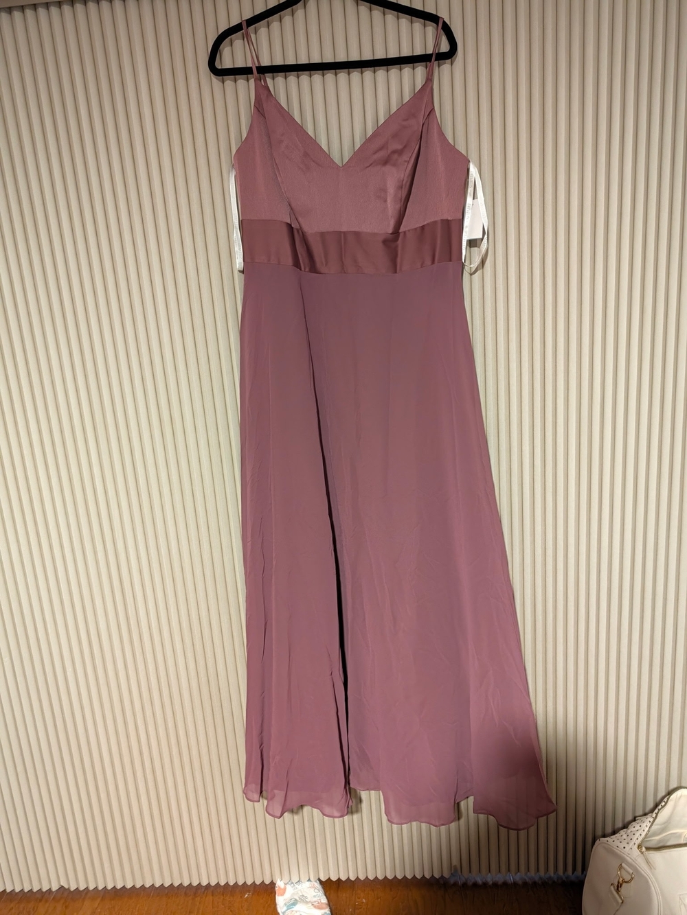 David's Bridal Mauve Spaghetti Strap Maxi Dress